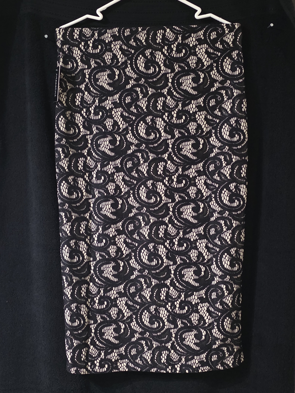 Black Lace Overlay Pencil Skirt - Classic Elegance